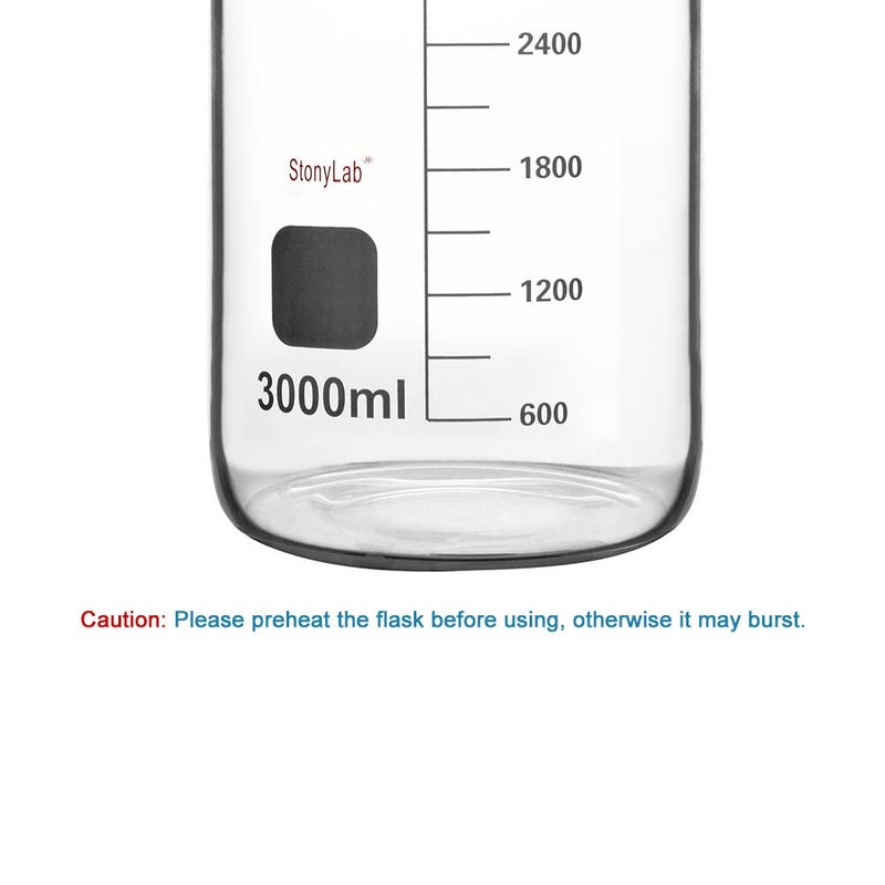 stonylab كوب زجاجي 1 عبوة زجاج بوروسيليكات متدرج شكل منخفض كوب غريفين مع فوهة صب، 3000 مل - Image 5